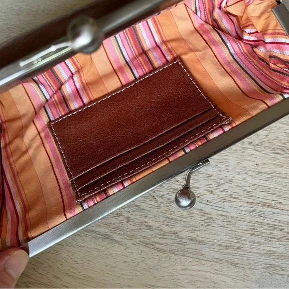 Fossil Leather Clutch, Floral Applique Embroidered, Studs, Never Used - Picture 5 of 6